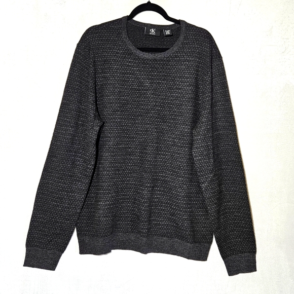Calvin Klein Merino Wool Blend Crewneck Sweater Size XL Grey Workwear - Picture 1 of 5